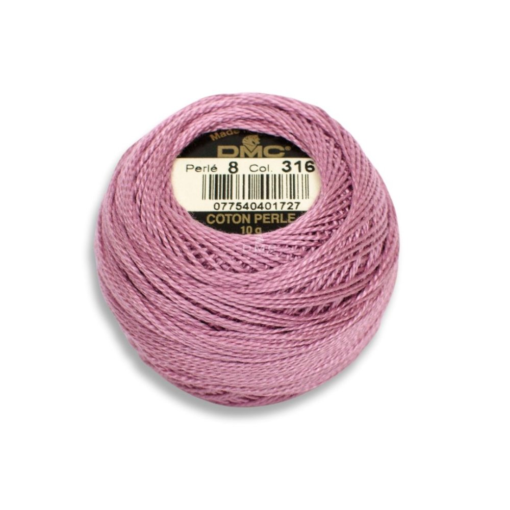 DMC Pearl Cotton Art. 116/8, 316 Medium Antique Mauve - Broderigarn, Garn, Sticka & virka
