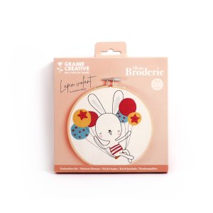 Broderikit flygande kanin Ø15 cm Broderikit flygande kanin Ø15 cm