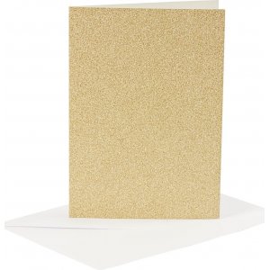 Kort och kuvert - guld - glitter - 11,5 x 16,5 cm - 4 set