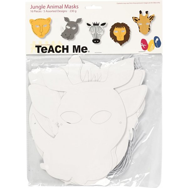 TeaCH Me - kartongfigurer - Djungelmasker- 16 st TeaCH Me - kartongfigurer - Djungelmasker- 16 st