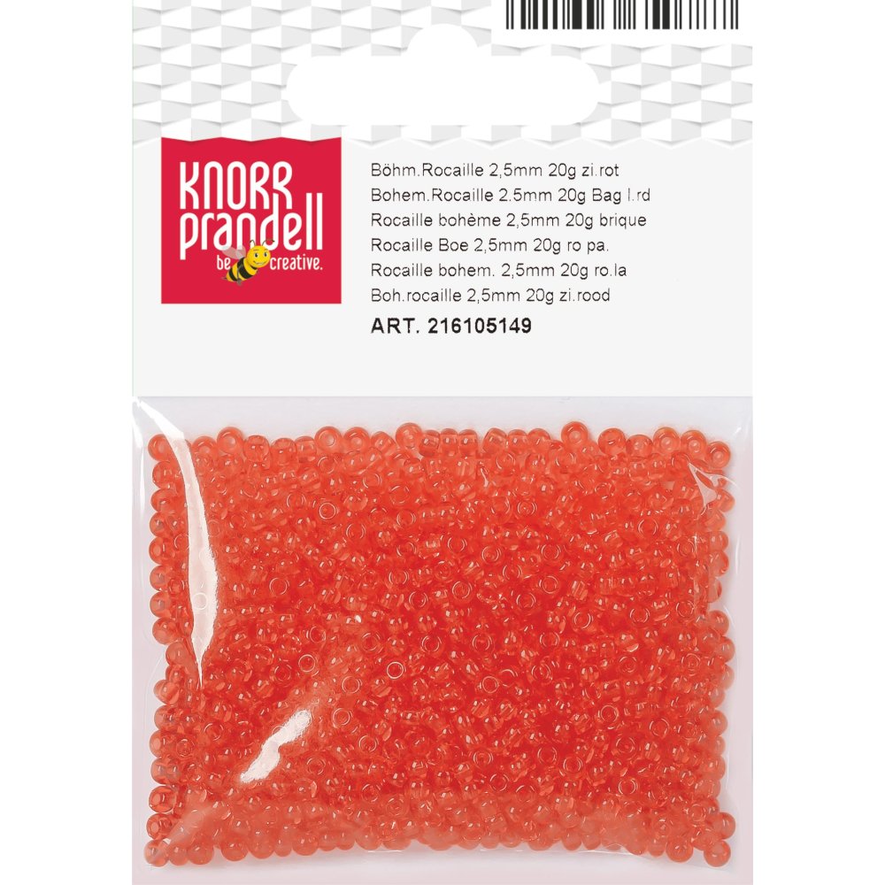 Rocailleperler 2,5 mm, 20 g, teglrød - Blandinger av rocailleperler, Rocaillesperlor, Håndverk