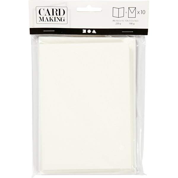 Brevkort med kuvert - råvit- 10,5 x 15 cm - 10 st Brevkort med kuvert - råvit- 10,5 x 15 cm - 10 st