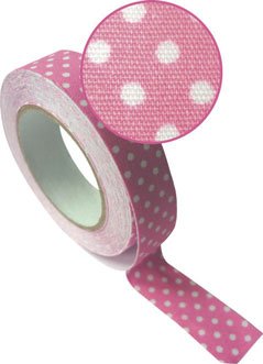 Tygtejp med klisterpunkter, rosa 15 mm x 5 m Tygtejp med klisterpunkter, rosa 15 mm x 5 m