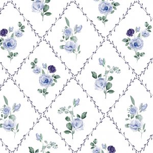 Vaxduk med Blomruta motiv - Bl�