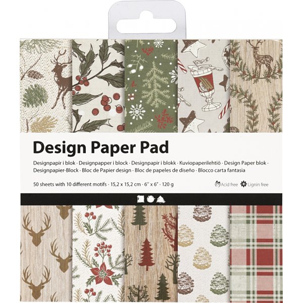 Designpapper - brun/grön - 50 ark Designpapper - brun/grön - 50 ark