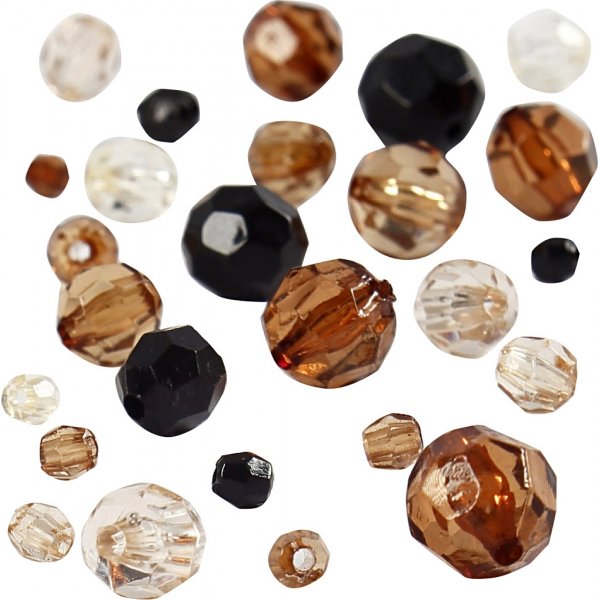 Harmoni facetterade plastpärlor - mixade - gyllen - 50 g Harmoni facetterade plastpärlor - mixade - gyllen - 50 g