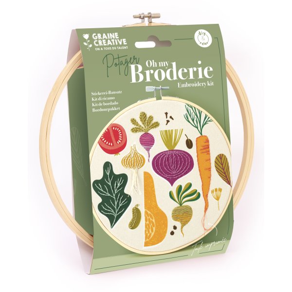 Broderikit grönsaksland med ram Ø20 cm Broderikit grönsaksland med ram Ø20 cm