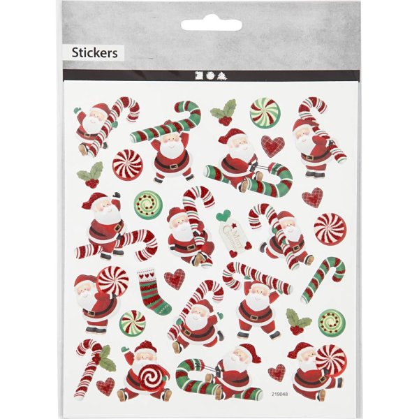 Klistermærker Julemanden og slikkepind 15x16,5 cm 1 ark Klistermærker Julemanden og slikkepind 15x16,5 cm 1 ark