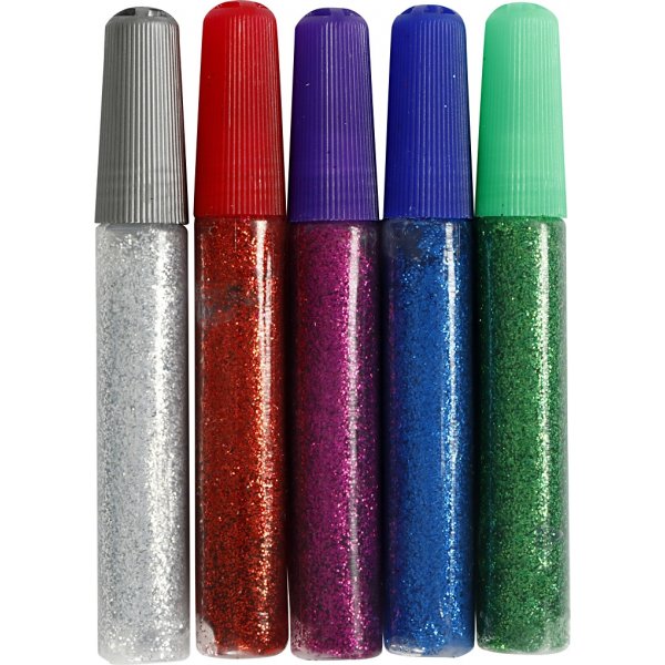 Glitterlim - mixade färger - 5 x 10 ml Glitterlim - mixade färger - 5 x 10 ml