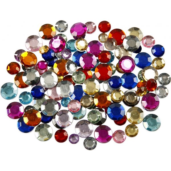 Rhinestones - mixade färger - Runda - Ø6+9+12 mm - 3600 st Rhinestones - mixade färger - Runda - Ø6+9+12 mm - 3600 st
