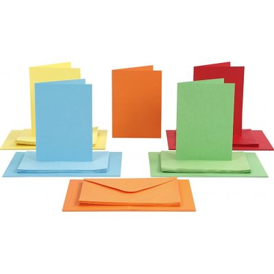 Kort og konvolutter - blandede farger 11,5 x 16,5 cm - 50 sett