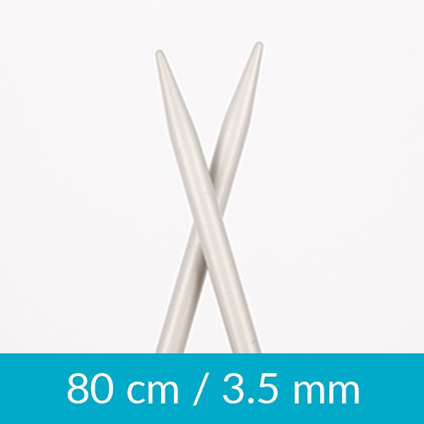 Cirkulære strikkepinde - Aluminium - 80 cm 3,50 mm / 31,5 tommer US 4 - Rundpinde, Strikkepinde, Strikning, Strikke, hækle, knytte og væve