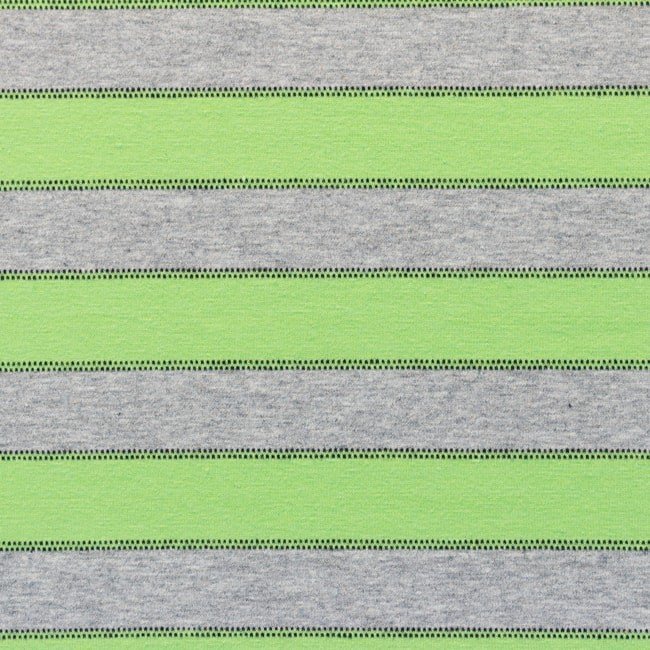 Jersey - Stribet med prikket linie - Lime - Stribede strik, Strikstof, Stof
