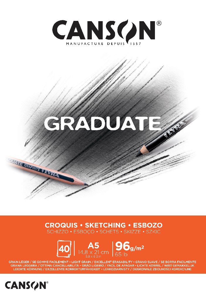 Graduate Skitseblok 96 g 40 ark - A5 - Skitseblok, Blok