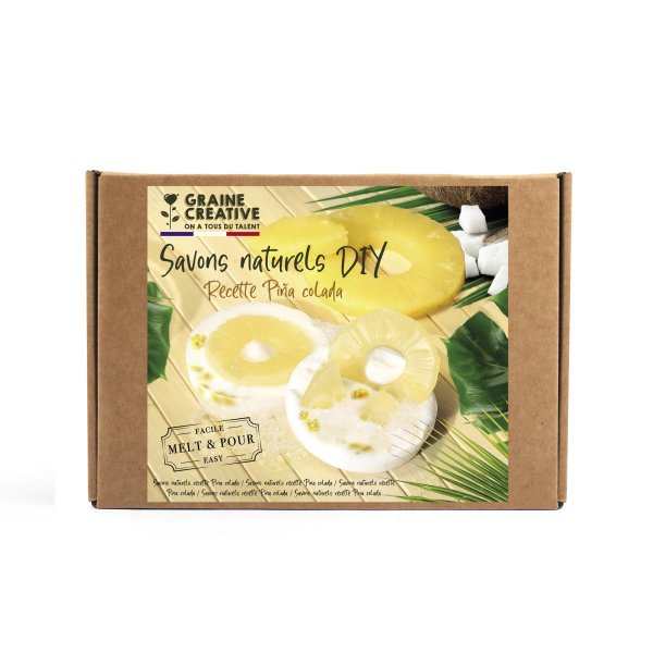 Tvåltillverkningskit med pina colada-doft och torkade blommor Tvåltillverkningskit med pina colada-doft och torkade blommor