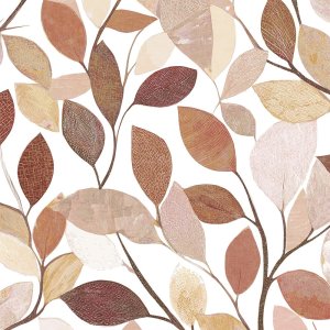 Stoff Gianna med bladm�nster 140 cm Rust - Metervare