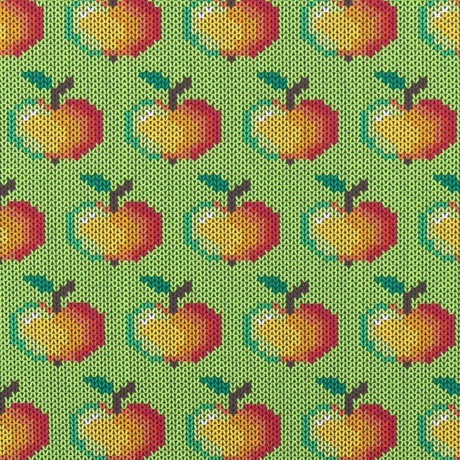 Jersey med print - Strikket æble - Lime - Mønstret strik, Strikstof, Stof