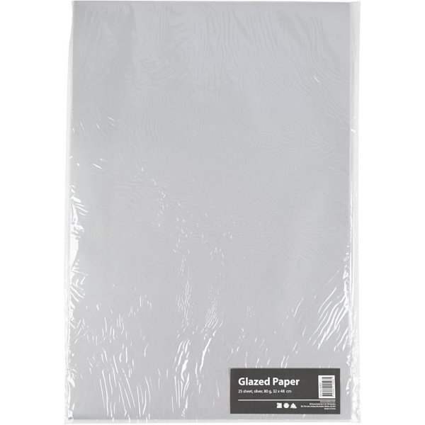 Glanspapper - silver - 25 ark Glanspapper - silver - 25 ark