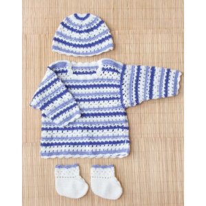 Strikkeopskrift - Sweater, hue & sokker (babystrrelser alt2)
