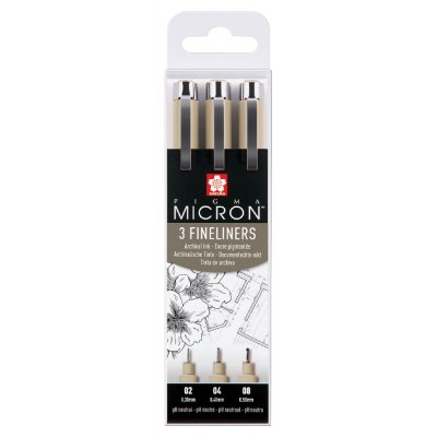 Fineliners Pigma Micron Archival Resistant - 3 penner (02, 04, 08)
