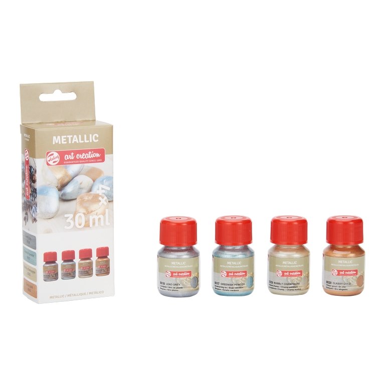 Metalfarvesæt 4x30 ml - Specialiteter - Universalfarve, Hobbyfarve