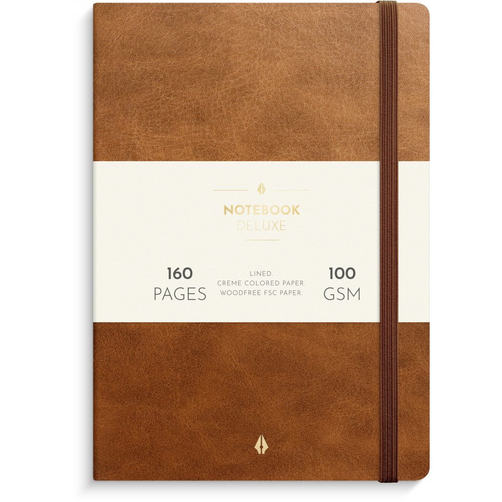 Notebook - Deluxe - A5 - Brun - Notesbøger, Kontorartikler