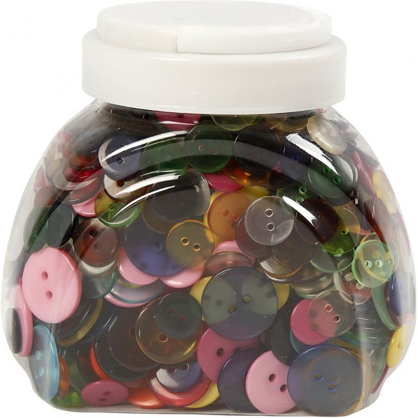 Knappmix - 2 hål - mixade färger - 800 st Knappmix - 2 hål - mixade färger - 800 st