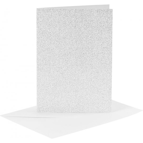 Kort och kuvert - silver - glitter - 11,5 x 16,5 cm - 4 set Kort och kuvert - silver - glitter - 11,5 x 16,5 cm - 4 set