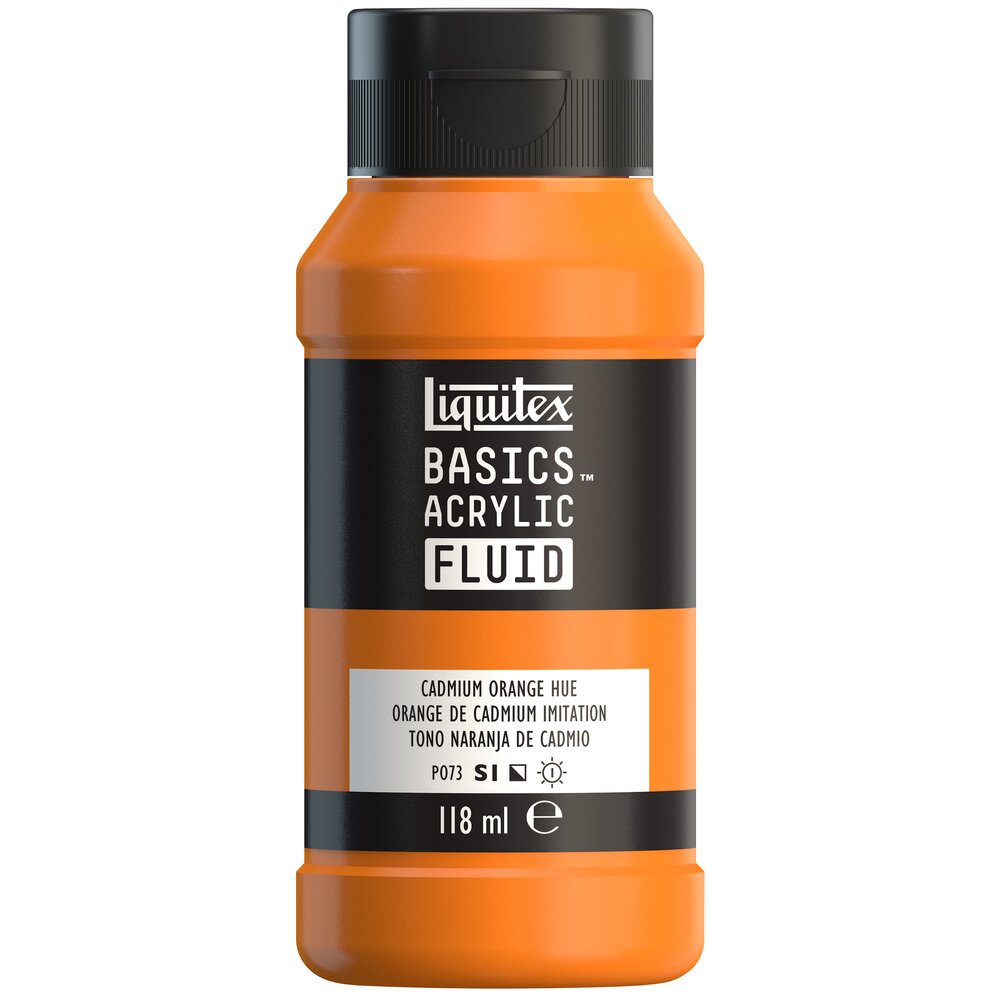 Akrylfärg - Liquitex Basics Fluid - 118ml - Cadmium Orange Hue - Akrylfärger, Konstnärsfärger