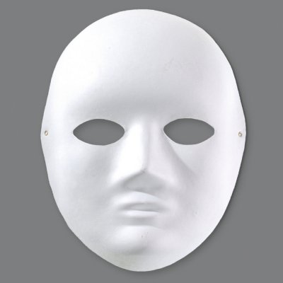 Hvit ansiktsmaske - 17,5x22 cm