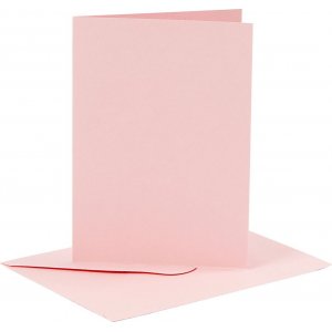 Kort och kuvert - rosa - 11,5 x 16,5 cm - 6 set