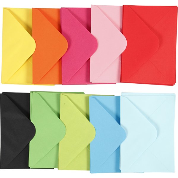 Kuvert - mixade färger - 11,5 x 16 cm - 10 x 10 st Kuvert - mixade färger - 11,5 x 16 cm - 10 x 10 st