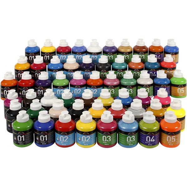 A-Color Akrylfärg - mixade färger - 57 x 500 ml A-Color Akrylfärg - mixade färger - 57 x 500 ml