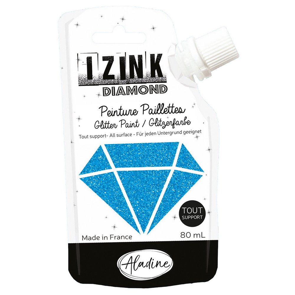 Glitterfarve Diamant 80 ml - Karribisk Blå - Glitterfarver, Effekt- & strukturfarver, Hobbyfarve