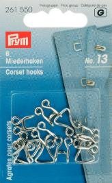 Korsetthäktor mässing No. 13, large silverfärgade, 6 st Korsetthäktor mässing No. 13, large silverfärgade, 6 st