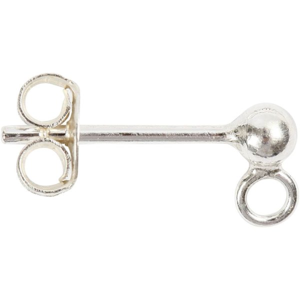 Øredobber med kule og ring 13 mm sølv 10 stk Øredobber med kule og ring 13 mm sølv 10 stk