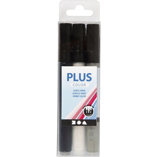 Plus Color Tusch - svart - råvit - rain grey - 3 st Plus Color Tusch - svart - råvit - rain grey - 3 st