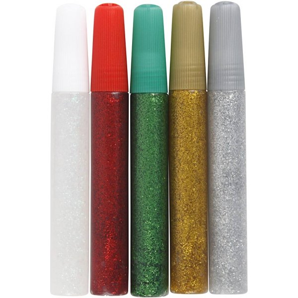 Glitterlim - mixade färger - 5 x 10 ml Glitterlim - mixade färger - 5 x 10 ml