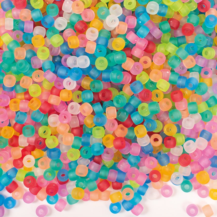 Congo perler - frostet - Ø 9 mm - 1000 stk - Plastperler, Håndværk