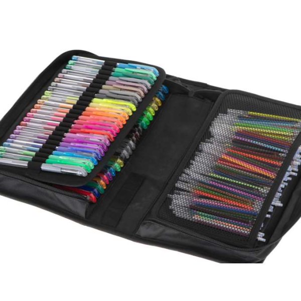 Gelpenner i etui, 120 stk. med 120 refiller