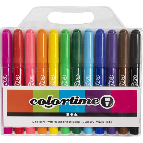 Colortime-pennor - standardfärger - 2 mm - 12 st Colortime-pennor - standardfärger - 2 mm - 12 st