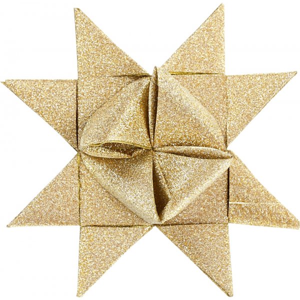 Stjärnstrimlor - guld - glitter,lack - Ø6,5+11,5 cm - 40 strimlor Stjärnstrimlor - guld - glitter,lack - Ø6,5+11,5 cm - 40 strimlor