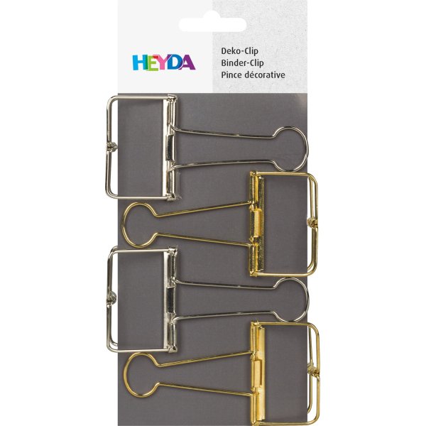 Kl�mma i metall, guld/silver, 4-pack stora