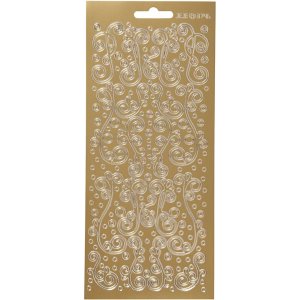 Klistermærker hvirvler 10x23 cm guld - 1 ark Klistermærker hvirvler 10x23 cm guld - 1 ark
