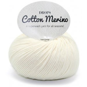 DROPS Cotton Merino Uni Colour garn - 50 g - Natur (01)