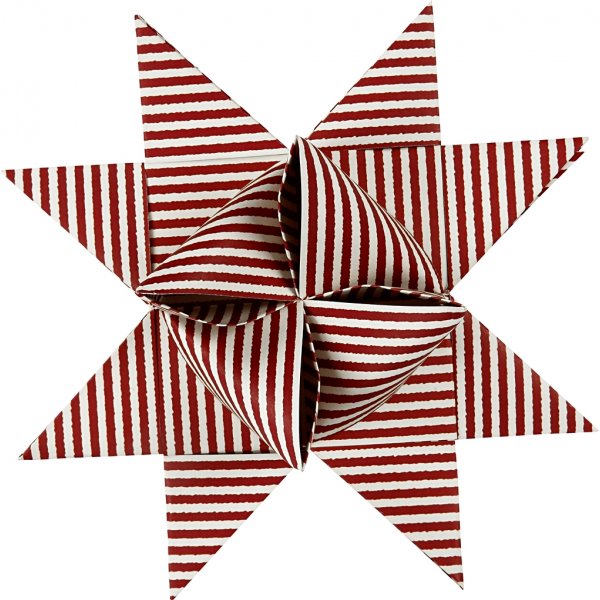 Stjärnstrimlor - röd - vit - Ø18 cm - 40 strimlor Stjärnstrimlor - röd - vit - Ø18 cm - 40 strimlor
