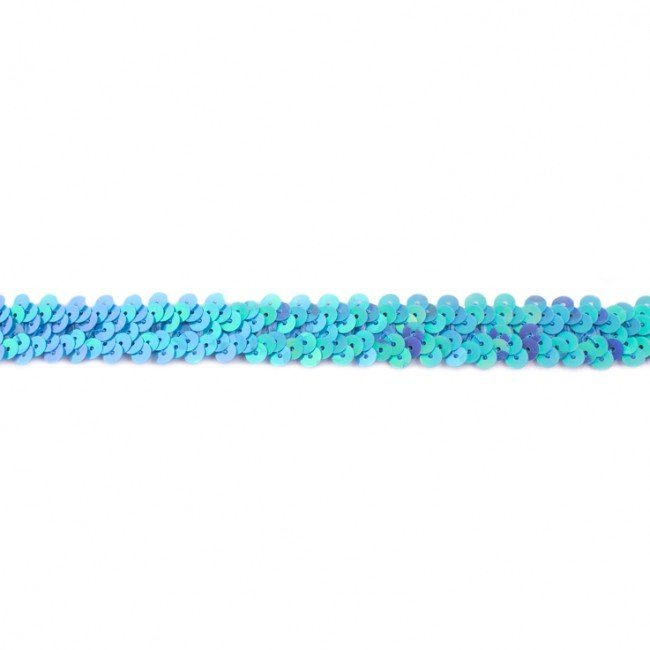 Bort/kantbånd med pailletter - Stretch 20 mm - Gammelblå - Rand, Bånd & dekorationsbånd, Tekstilbånd & snor