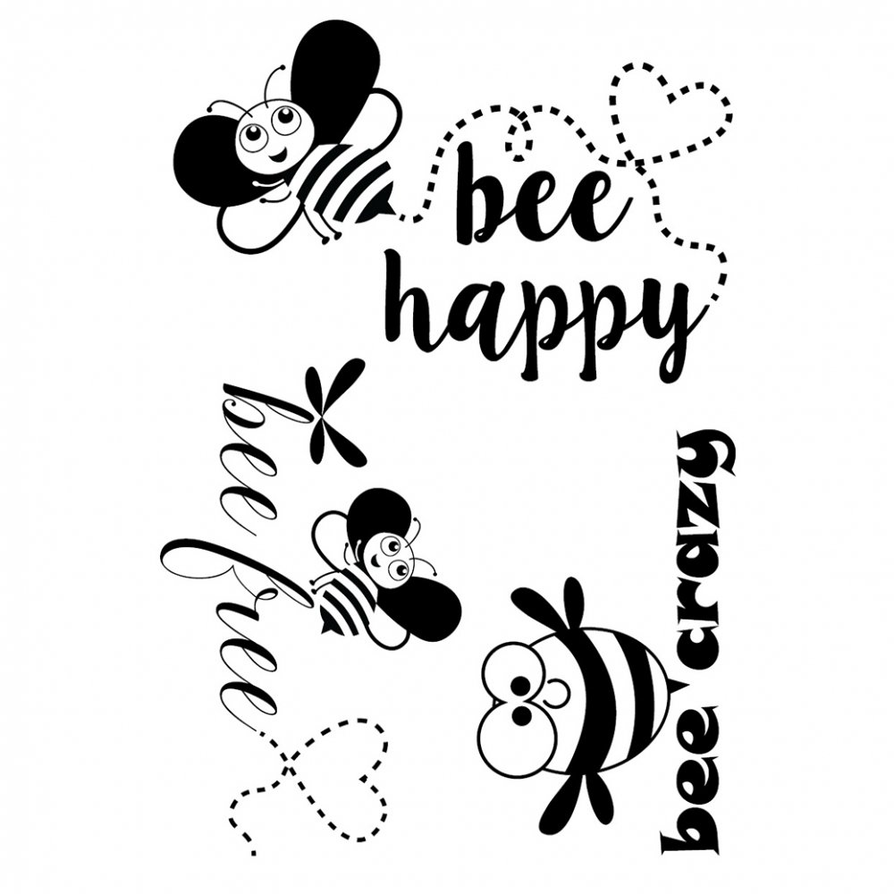 Motivstempel - Bi - 3 dele - Stempelpuder, Stempler, Scrapbooking, Håndværk
