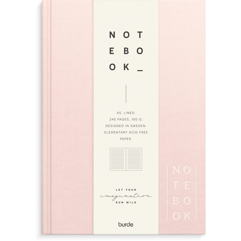 Notesbog - Tekstil - Pink - Foret A5 - Notesbøger, Kontorartikler