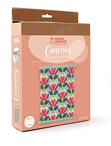 Broderikit med lotusblomma på canvas Broderikit med lotusblomma på canvas